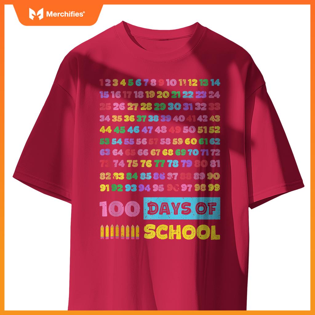 Happy 100th Day of School Teacher Kids 100 Days Math Numbers