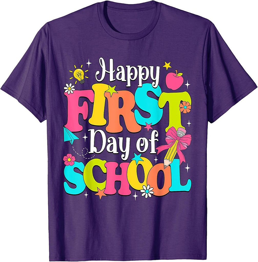 Happy First Day Of School Pencil Teacher Kids Back To School T-Shirt