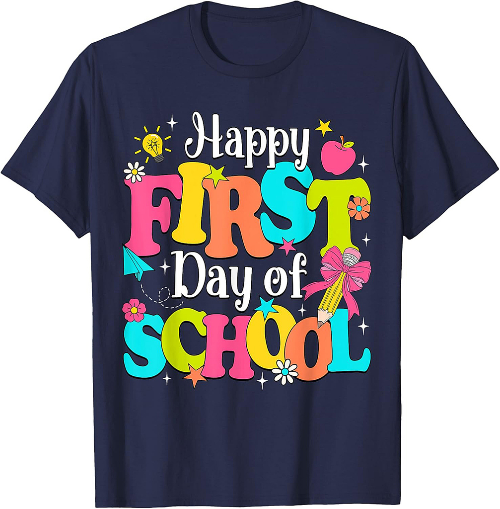 Happy First Day Of School Pencil Teacher Kids Back To School T-Shirt