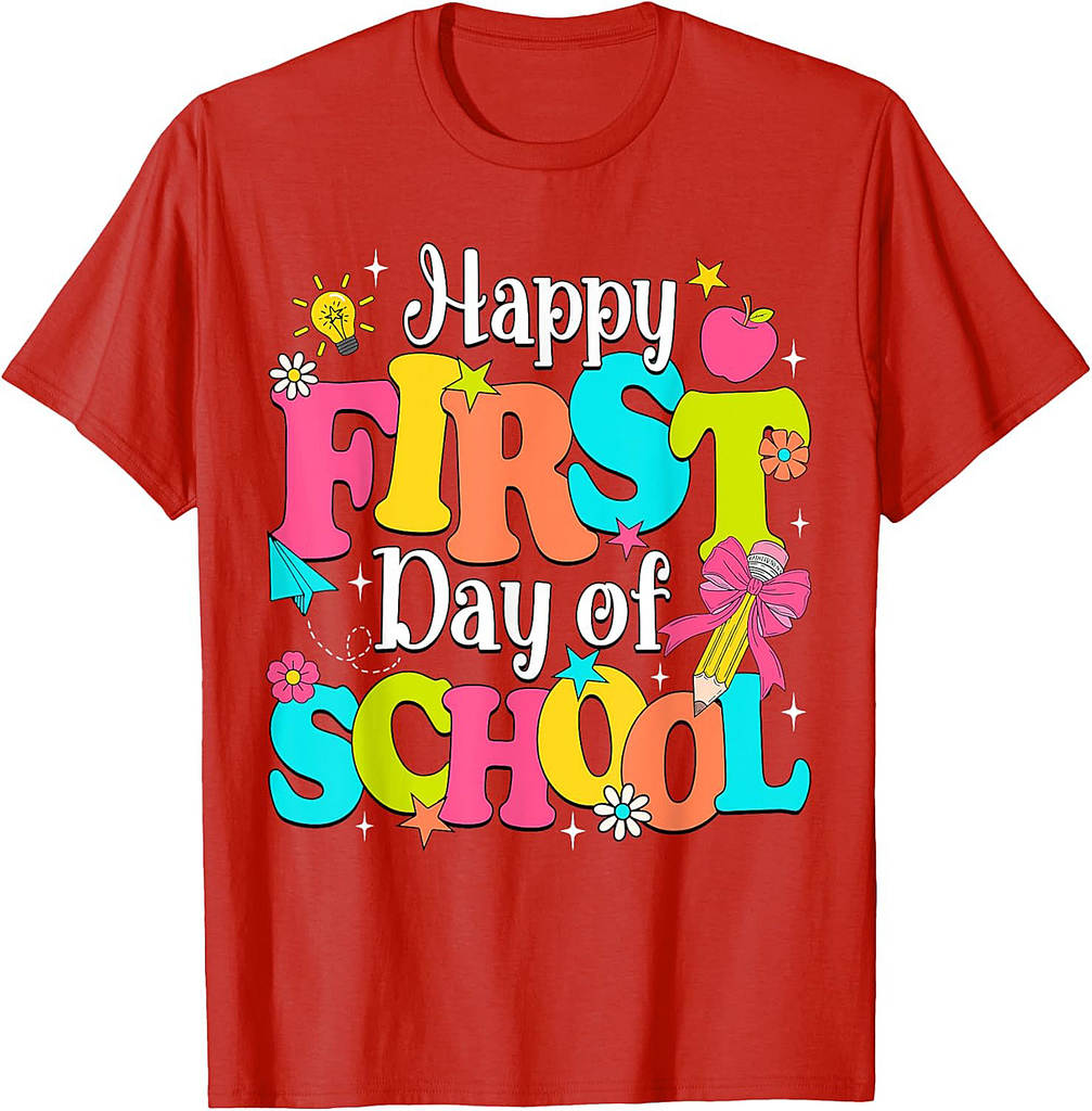 Happy First Day Of School Pencil Teacher Kids Back To School T-Shirt
