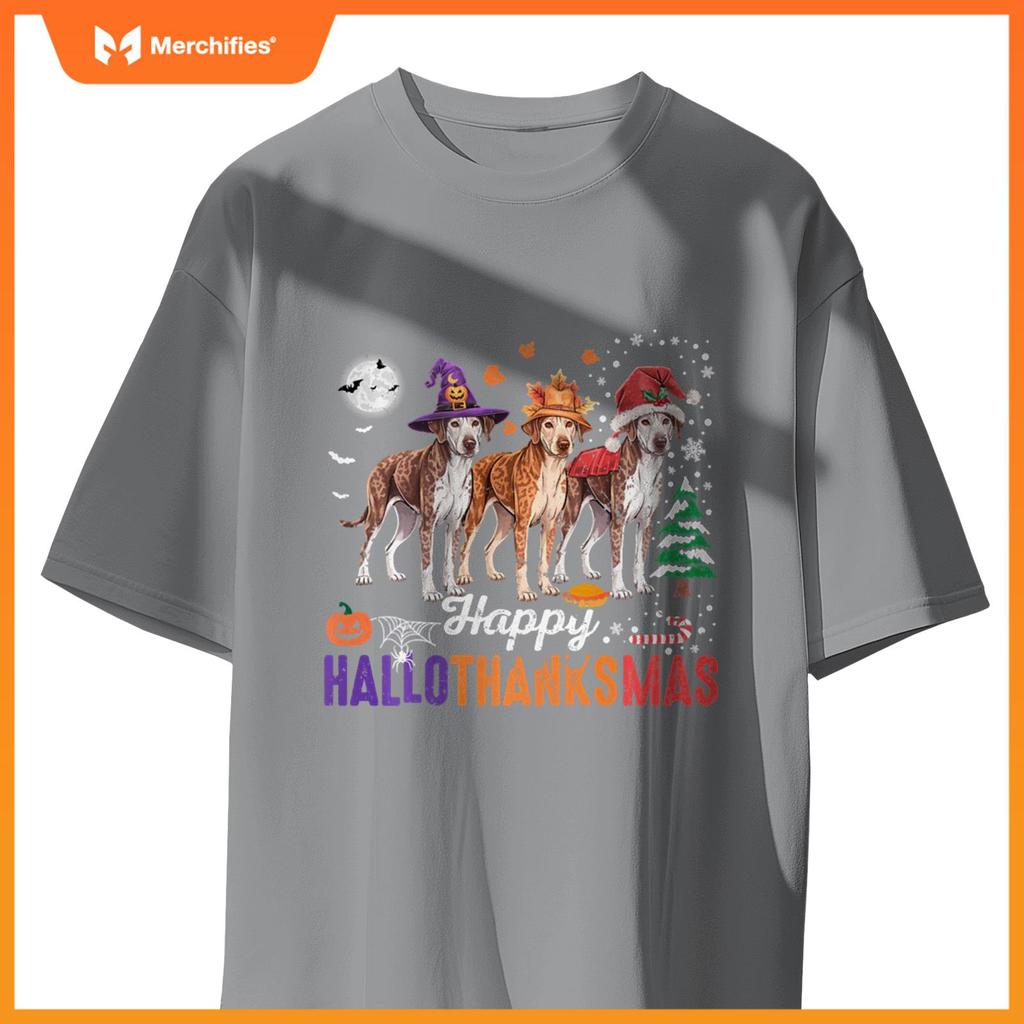 Happy Hallothanksmas Catahoula Leopard Dog Thanksgiving Xmas T-Shirt