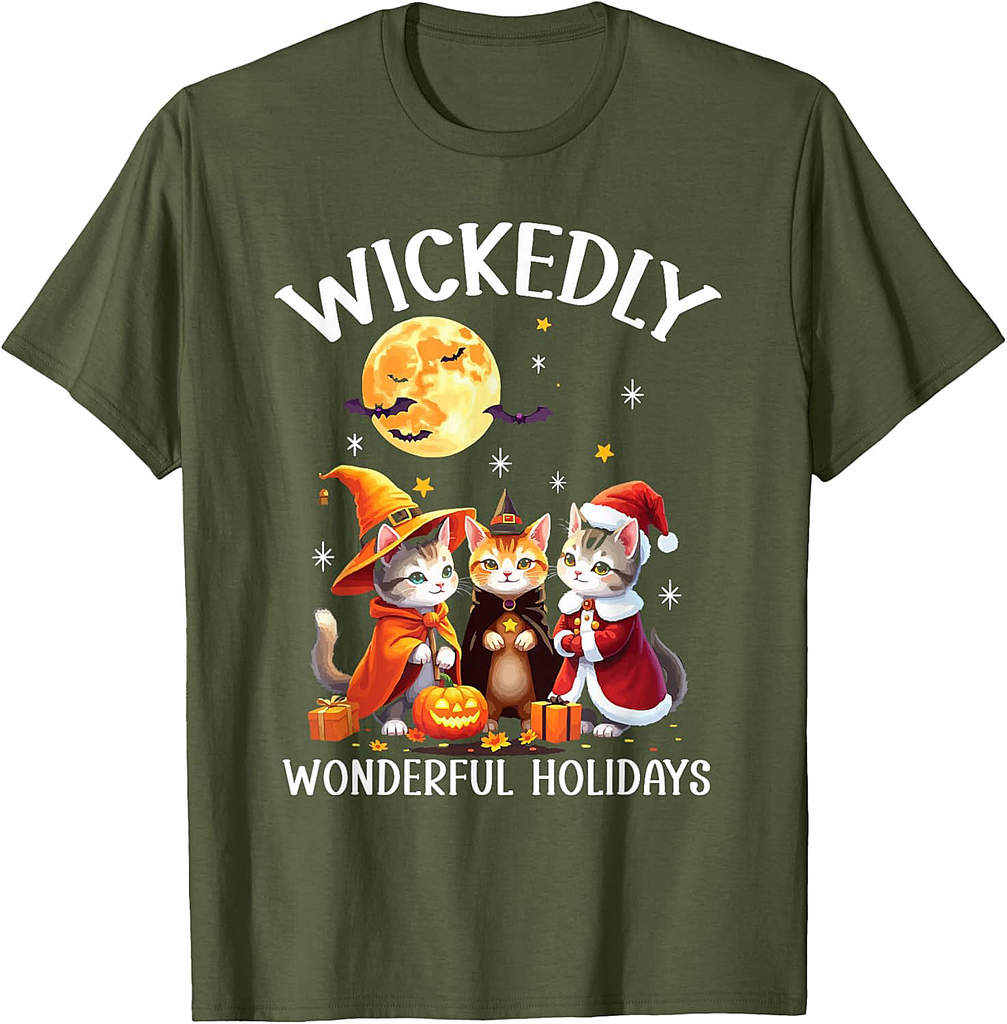 Happy Hallothanksmas Halloween Thanksgiving Christmas T-Shirt