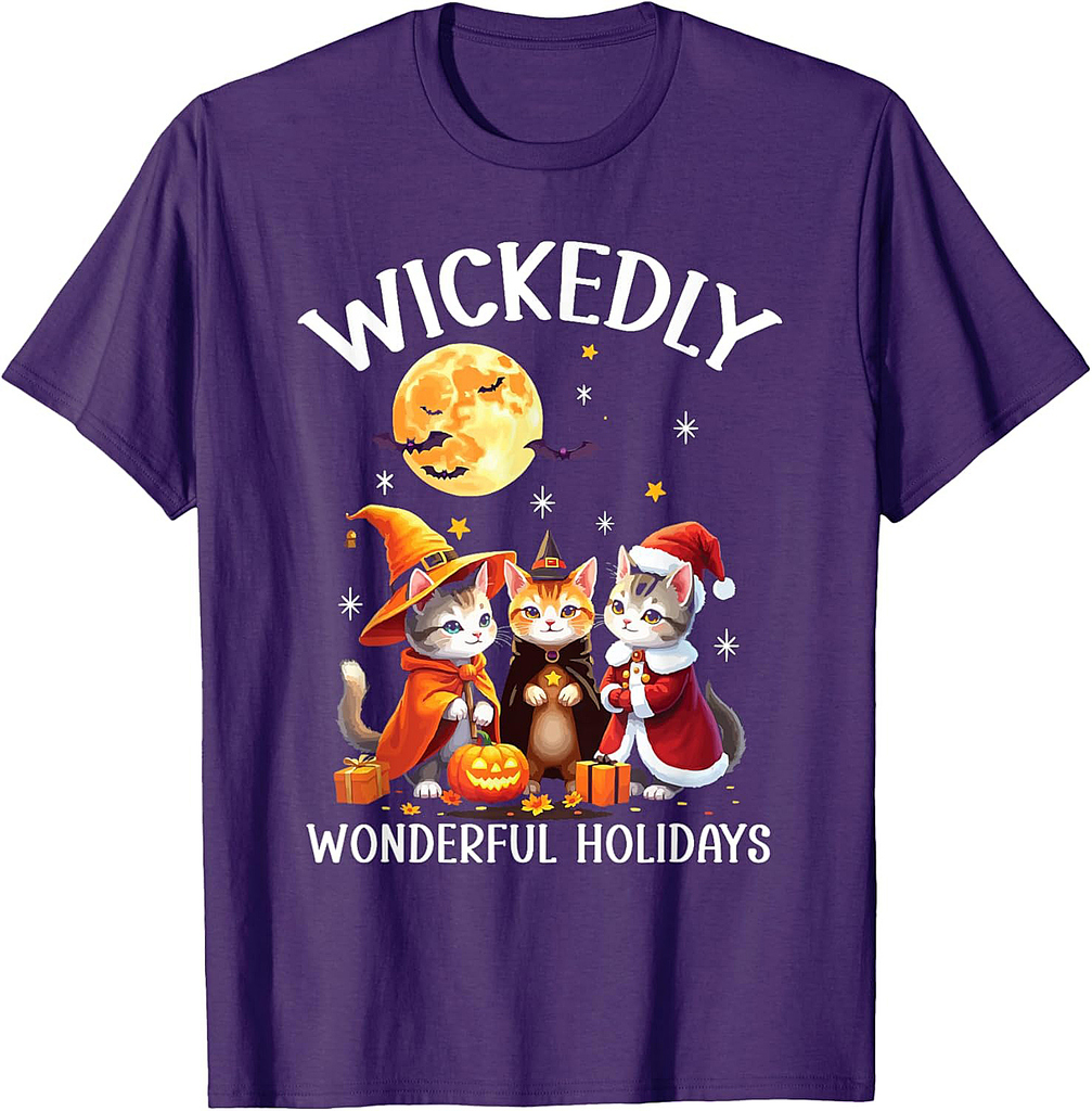 Happy Hallothanksmas Halloween Thanksgiving Christmas T-Shirt