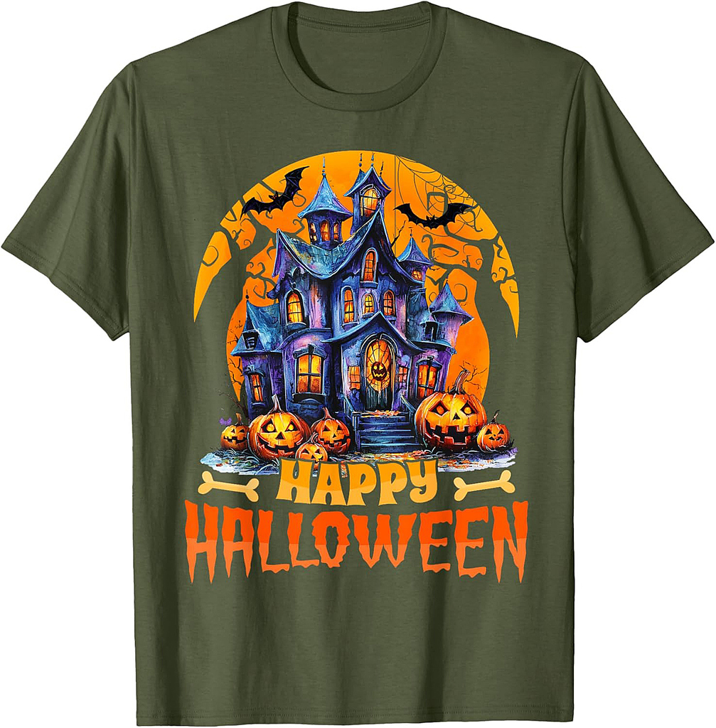 Happy Halloween Haunted House Halloween Costumes Women Men T-Shirt