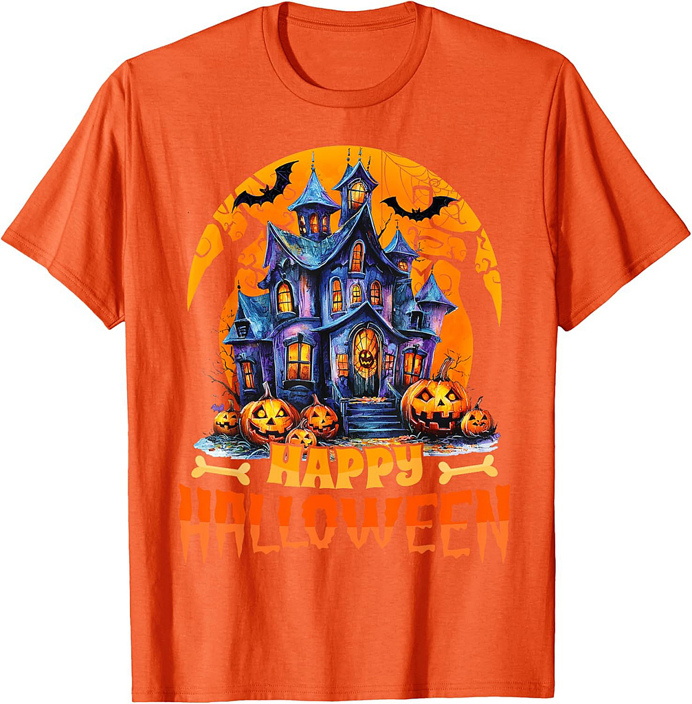 Happy Halloween Haunted House Halloween Costumes Women Men T-Shirt