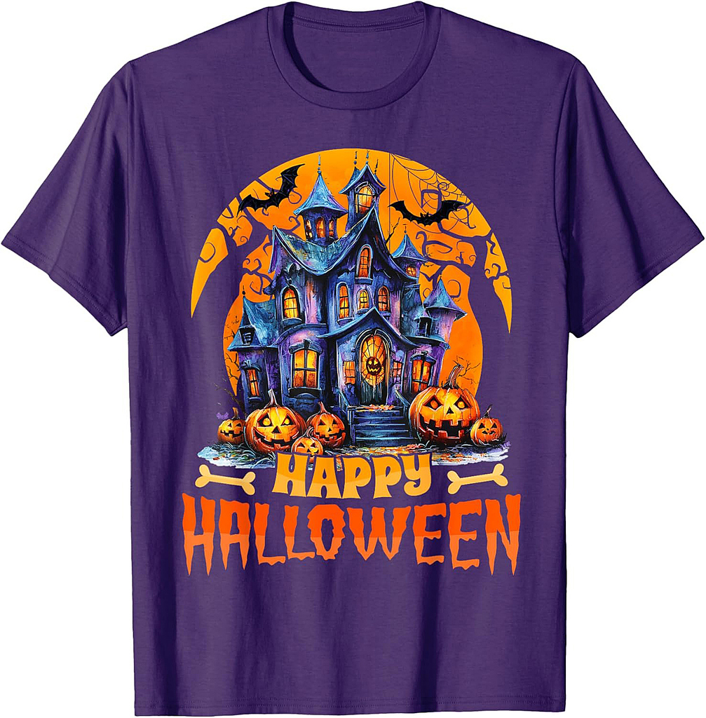 Happy Halloween Haunted House Halloween Costumes Women Men T-Shirt