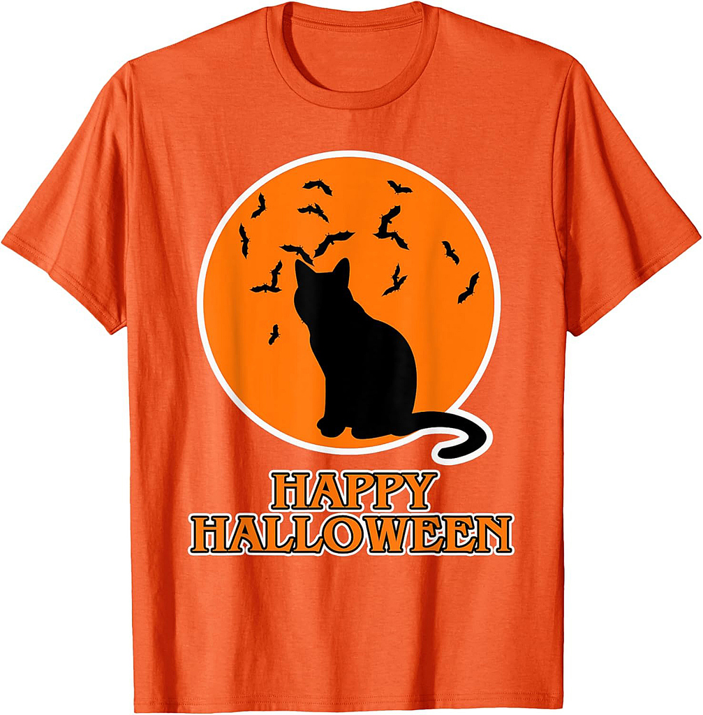 Happy Halloween for Cat Lover - Black Cat Halloween T-Shirt