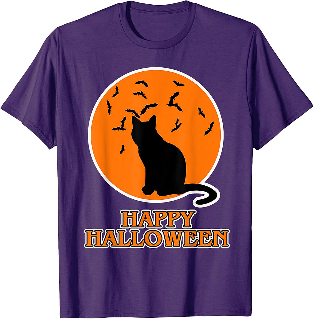 Happy Halloween for Cat Lover - Black Cat Halloween T-Shirt