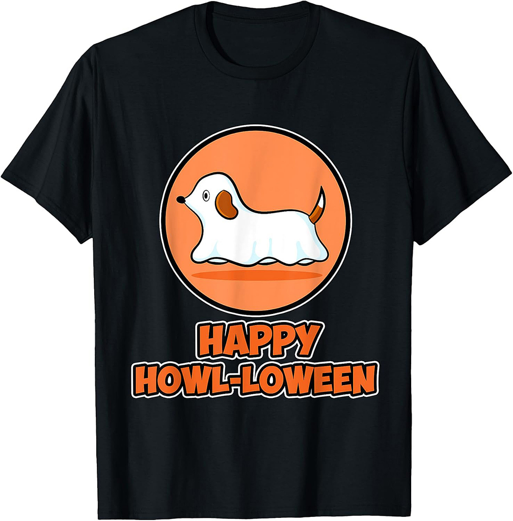 Happy Howl-loween for Dog Lover - Dog Ghost Halloween T-Shirt for Men Women Kids