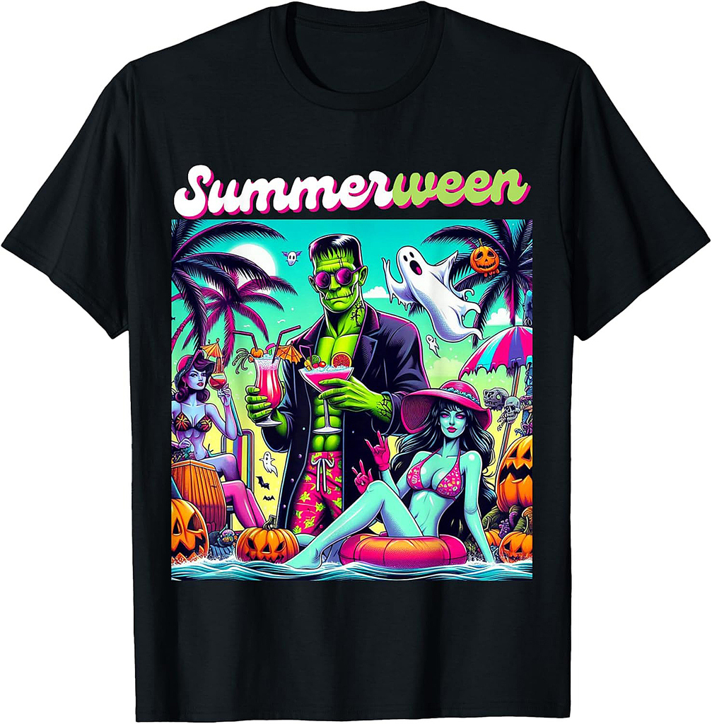 Happy Summerween Summer Halloween Holiday Beach Vibes Spooky T-Shirt
