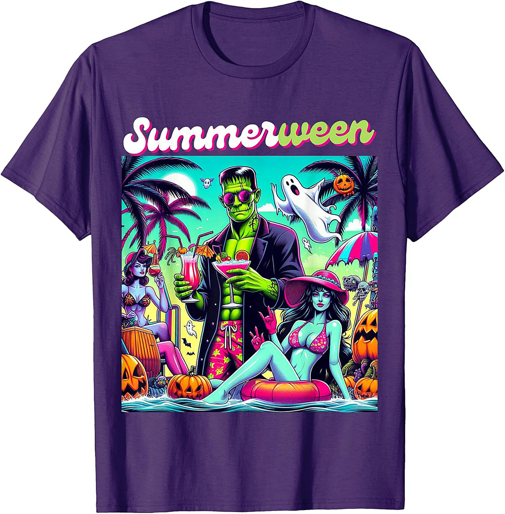 Happy Summerween Summer Halloween Holiday Beach Vibes Spooky T-Shirt