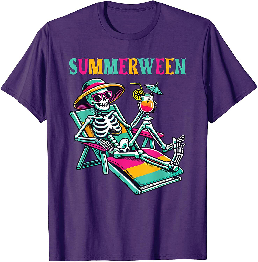 Happy Summerween Summer Halloween Skeleton T-Shirt for Men Women Kids