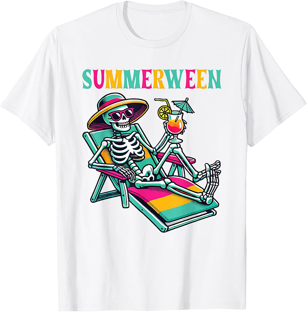 Happy Summerween Summer Halloween Skeleton T-Shirt for Men Women Kids