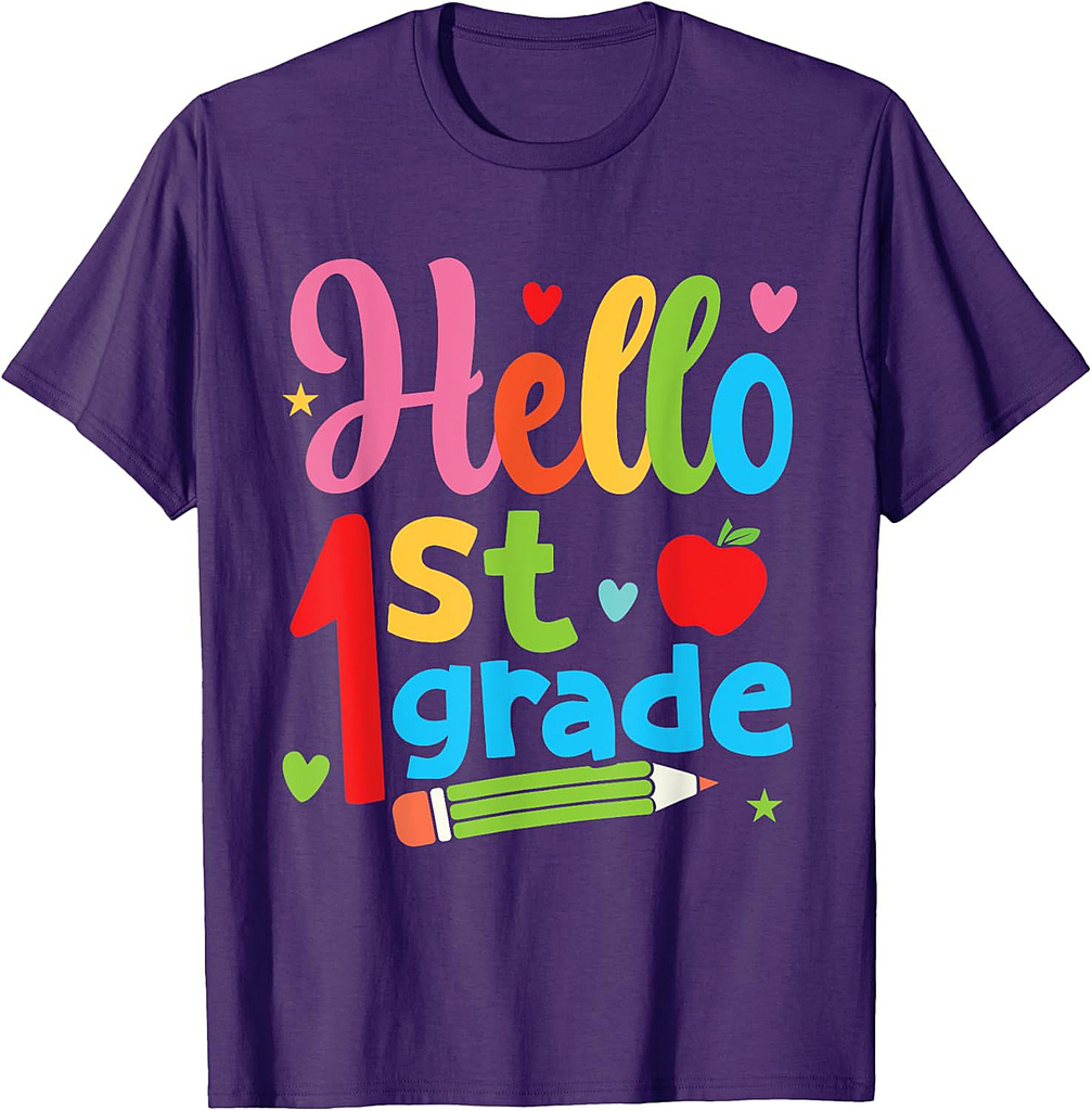 Hello 1st Grade Back To School First Grade Teachers Students T-Shirt