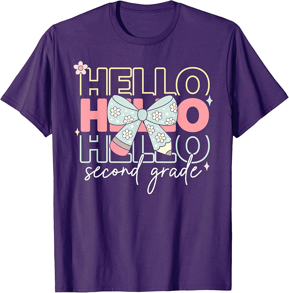 Hello 2nd Grade Teacher Coquette Bow Back To School Girls T-Shirt