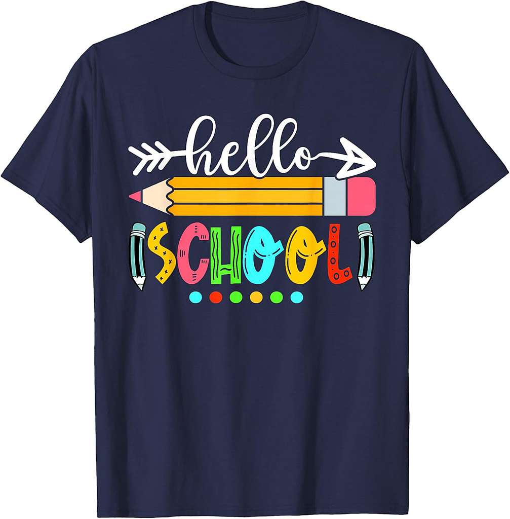 Hello School First Day of School Back to School Teacher Kids T-Shirt