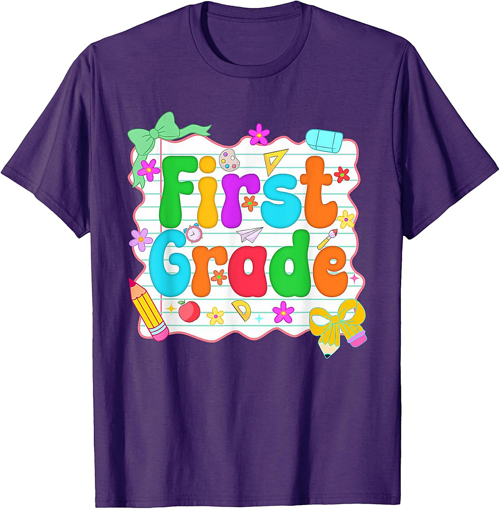 Hello Team First Grade Back to School Shirt School Supplies T-Shirt