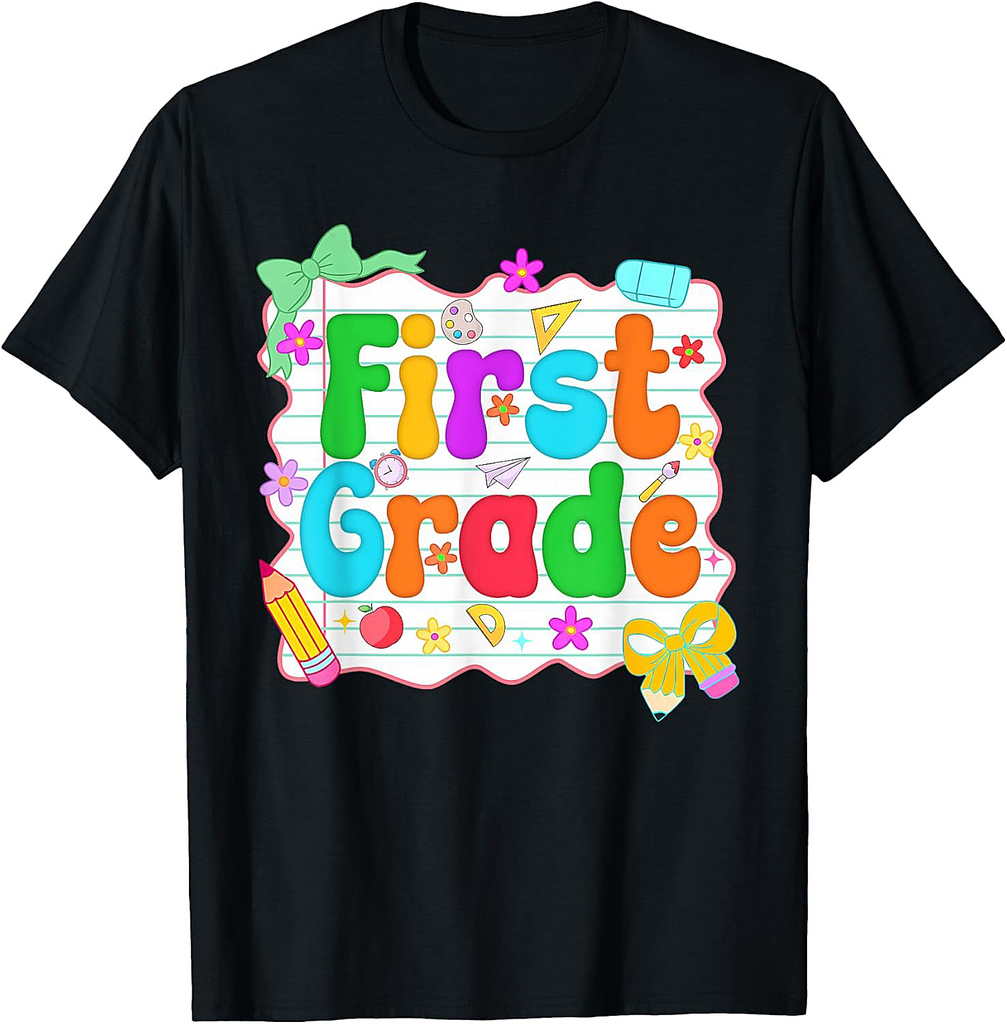 Hello Team First Grade Back to School Shirt School Supplies T-Shirt