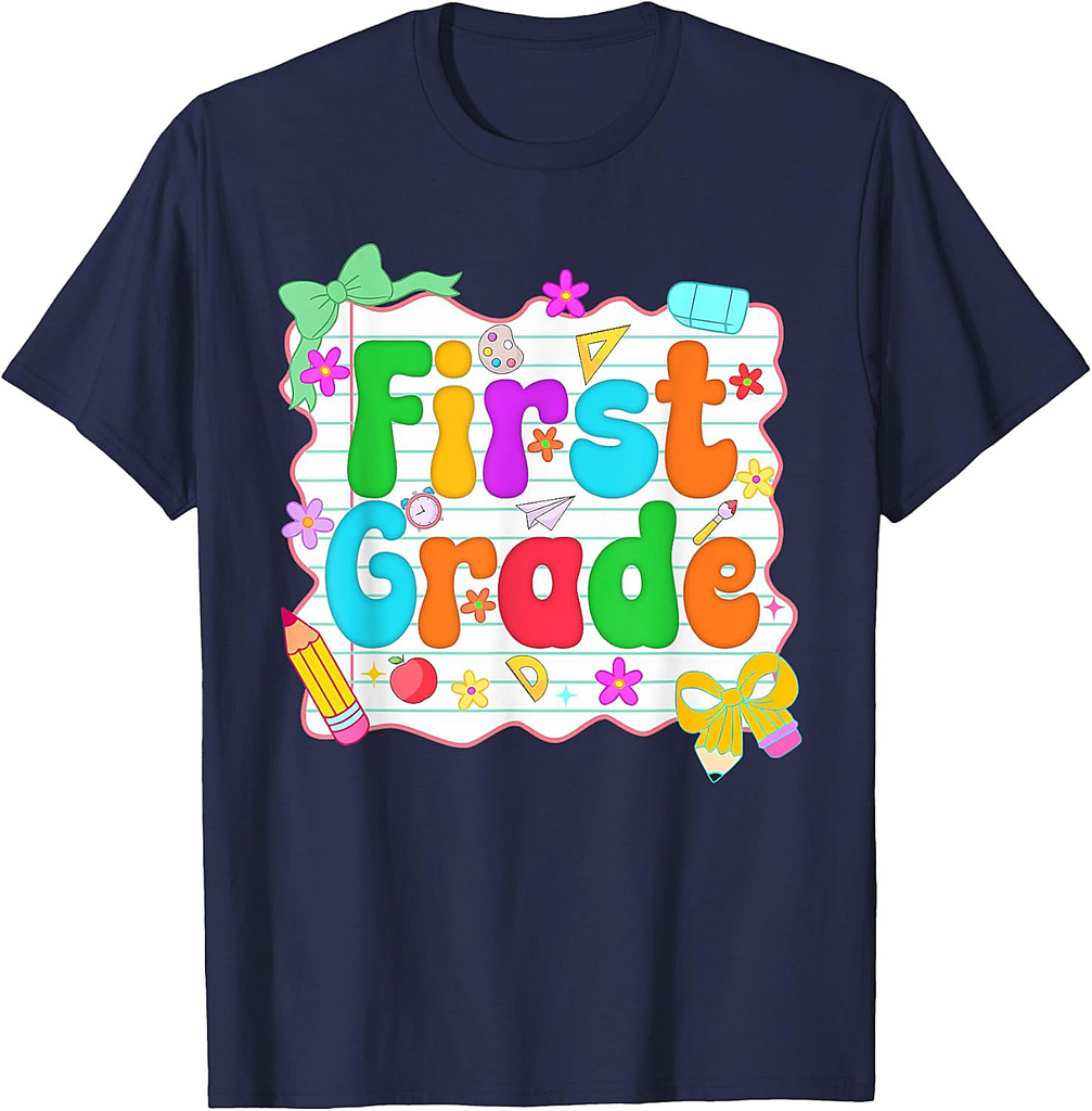 Hello Team First Grade Back to School Shirt School Supplies T-Shirt