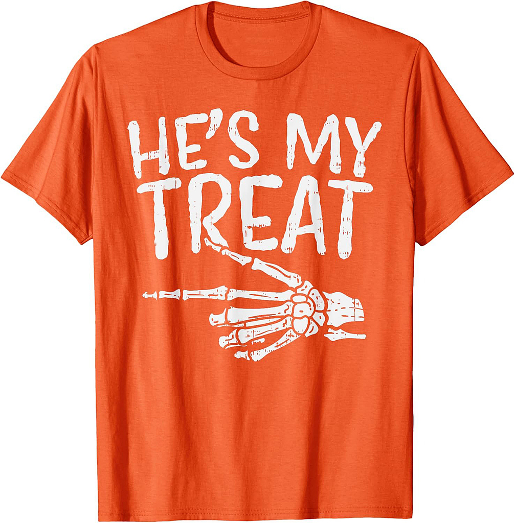 Hes My Treat Skeleton Matching Couple Halloween Costume Hers T-Shirt