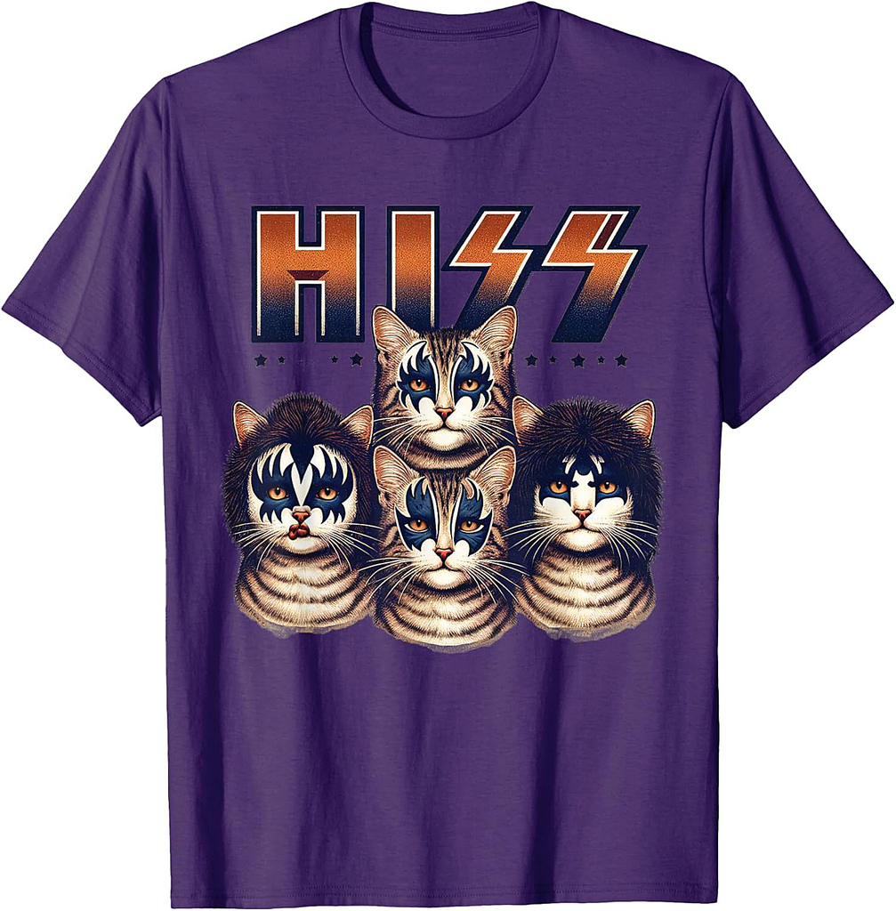 Hiss Cats Rock Kittens Rocking For Cat Lover Cat Mom Cat Dad T-Shirt