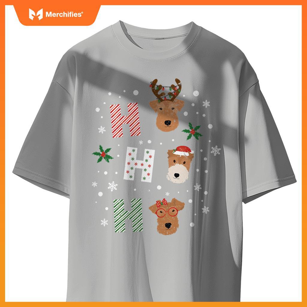 Ho Ho Ho Welsh Wire Fox Terrier Cute Dogs Merry Christmas T-Shirt