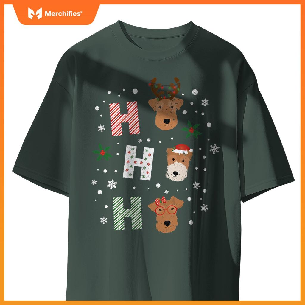 Ho Ho Ho Welsh Wire Fox Terrier Cute Dogs Merry Christmas T-Shirt