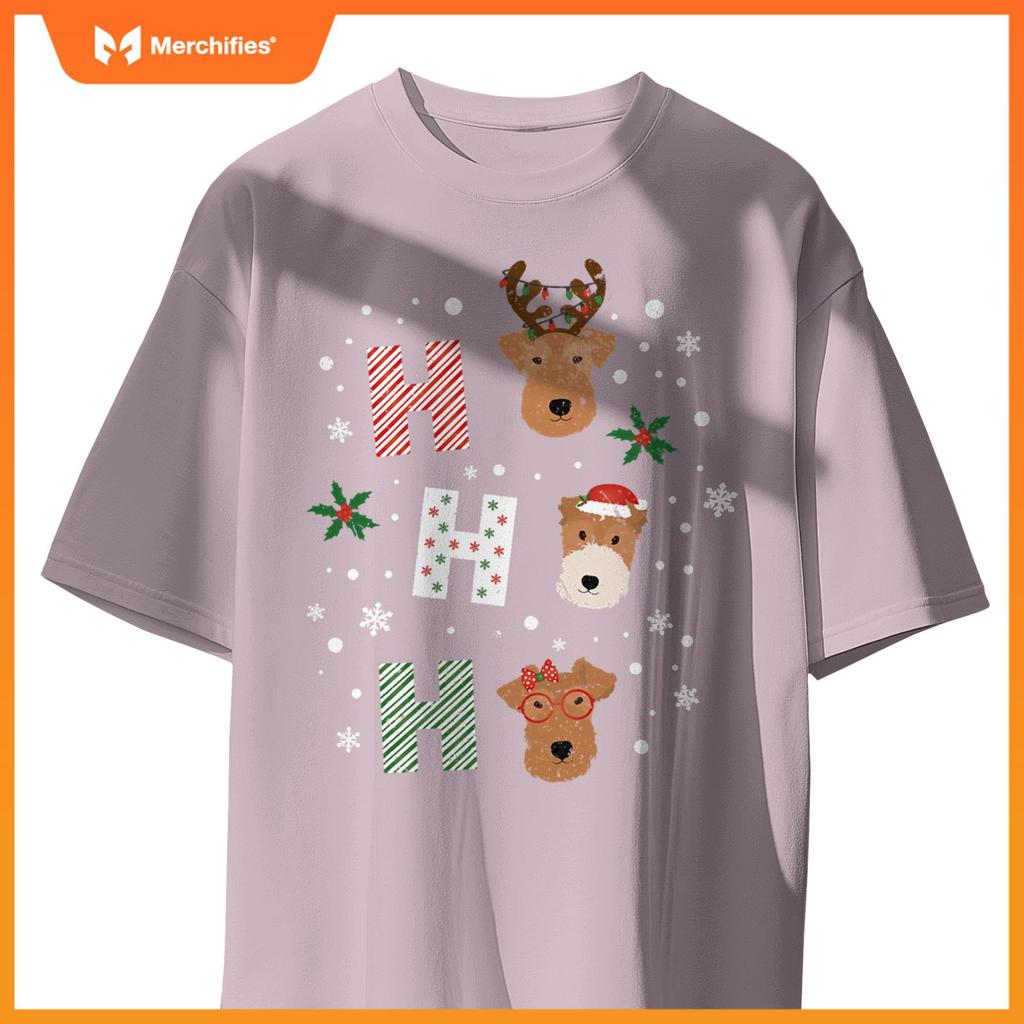 Ho Ho Ho Welsh Wire Fox Terrier Cute Dogs Merry Christmas T-Shirt