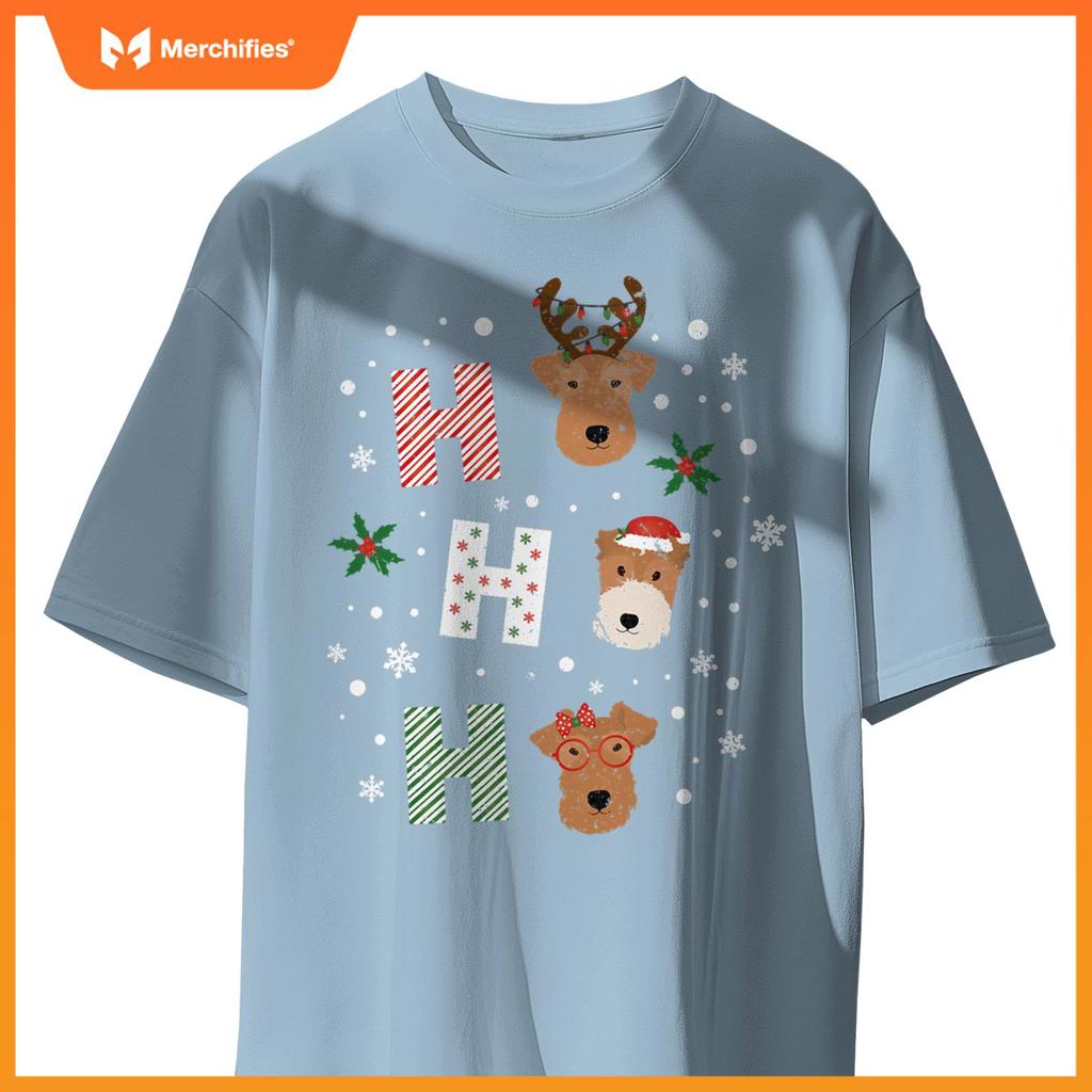 Ho Ho Ho Welsh Wire Fox Terrier Cute Dogs Merry Christmas T-Shirt