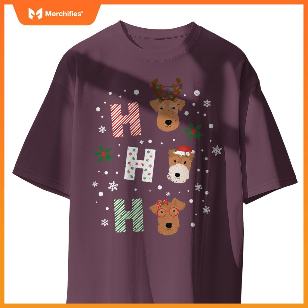 Ho Ho Ho Welsh Wire Fox Terrier Cute Dogs Merry Christmas T-Shirt