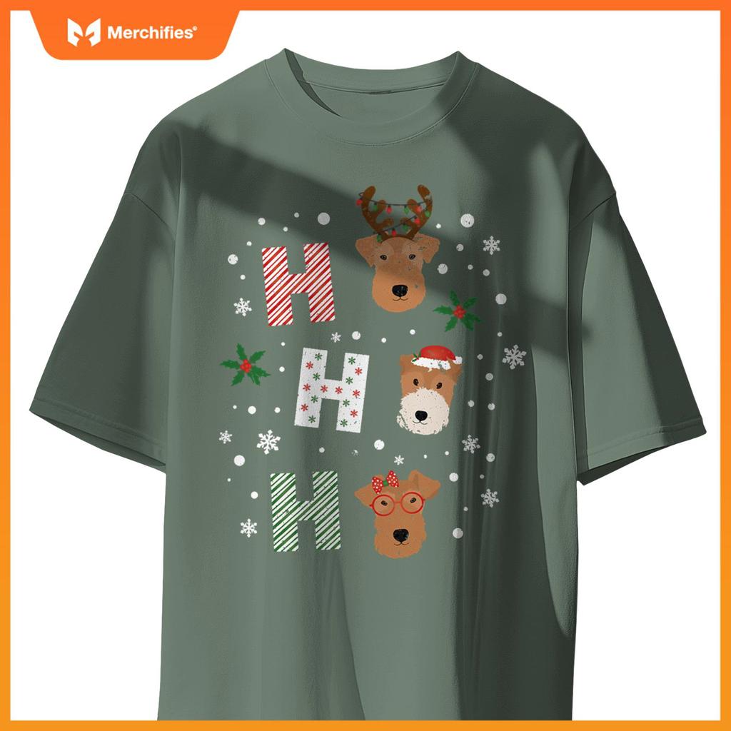 Ho Ho Ho Welsh Wire Fox Terrier Cute Dogs Merry Christmas T-Shirt
