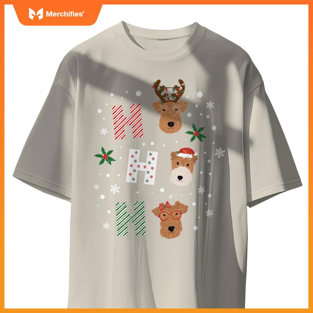 Ho Ho Ho Welsh Wire Fox Terrier Cute Dogs Merry Christmas T-Shirt