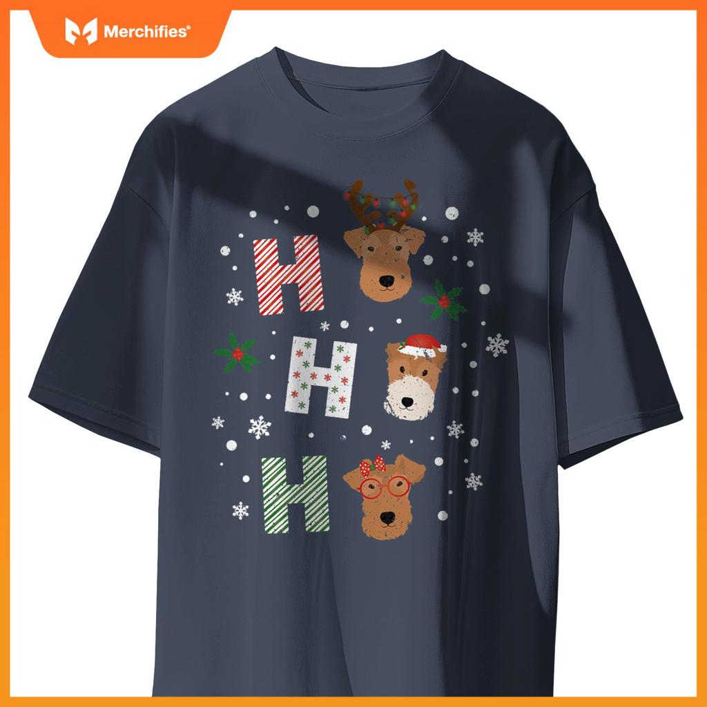 Ho Ho Ho Welsh Wire Fox Terrier Cute Dogs Merry Christmas T-Shirt