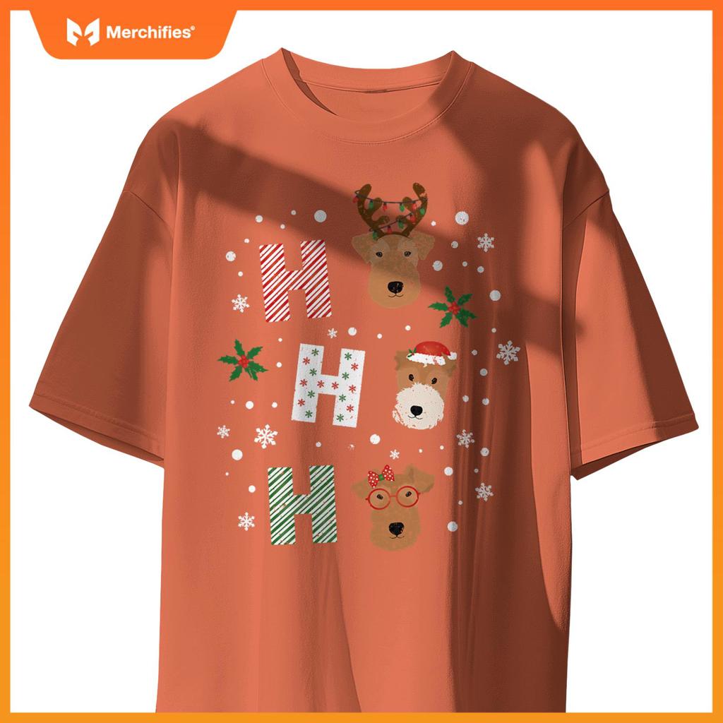 Ho Ho Ho Welsh Wire Fox Terrier Cute Dogs Merry Christmas T-Shirt