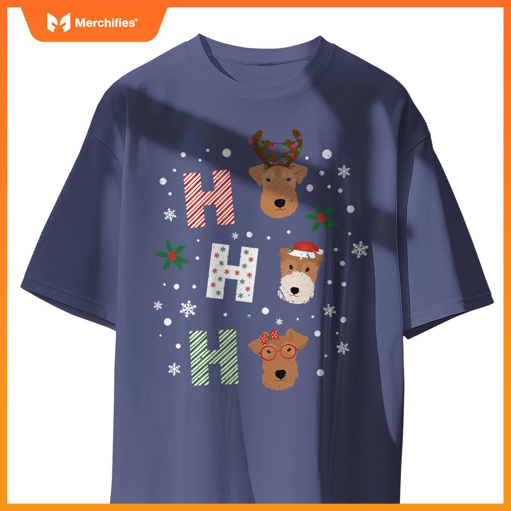 Ho Ho Ho Welsh Wire Fox Terrier Cute Dogs Merry Christmas T-Shirt