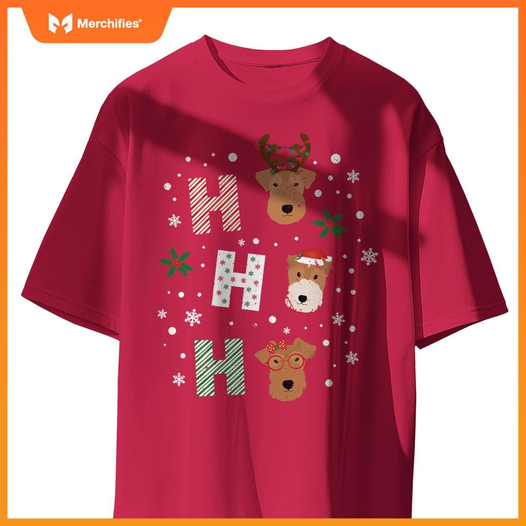 Ho Ho Ho Welsh Wire Fox Terrier Cute Dogs Merry Christmas T-Shirt