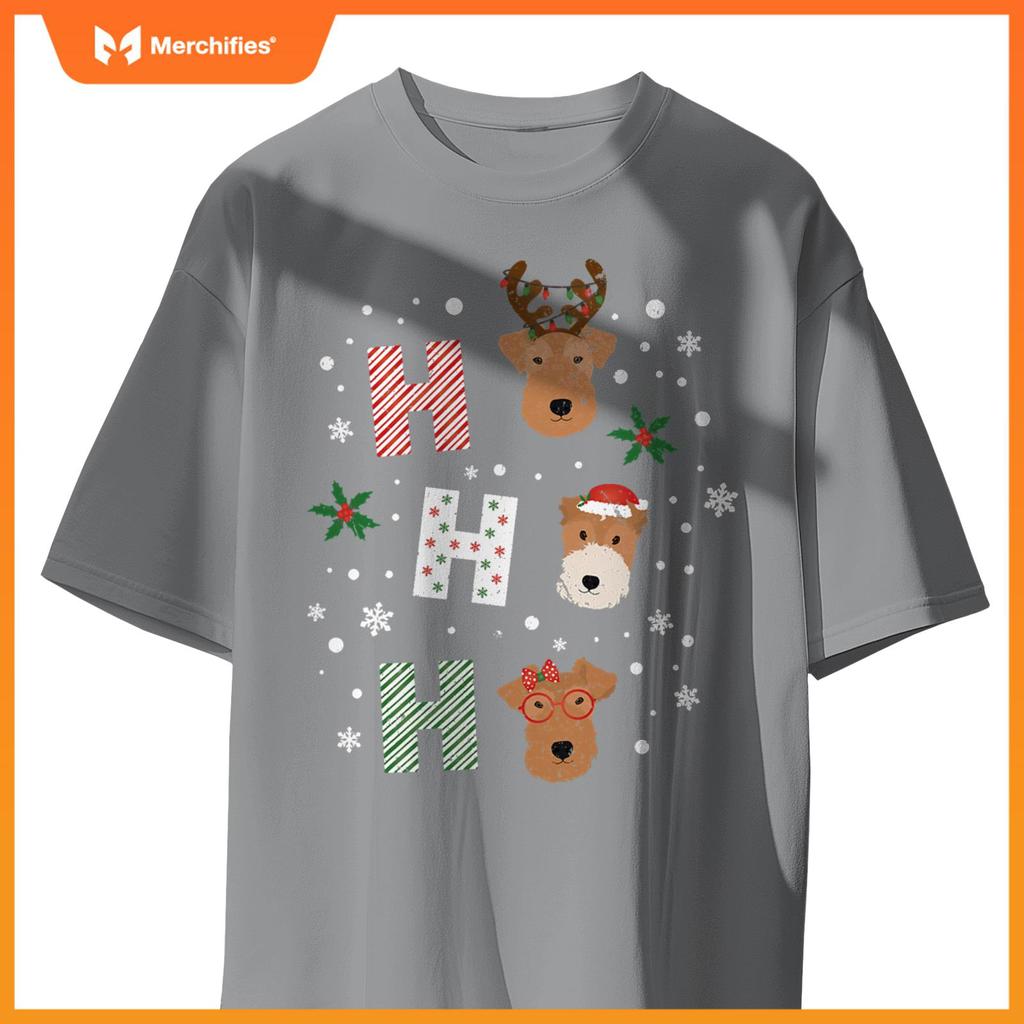Ho Ho Ho Welsh Wire Fox Terrier Cute Dogs Merry Christmas T-Shirt
