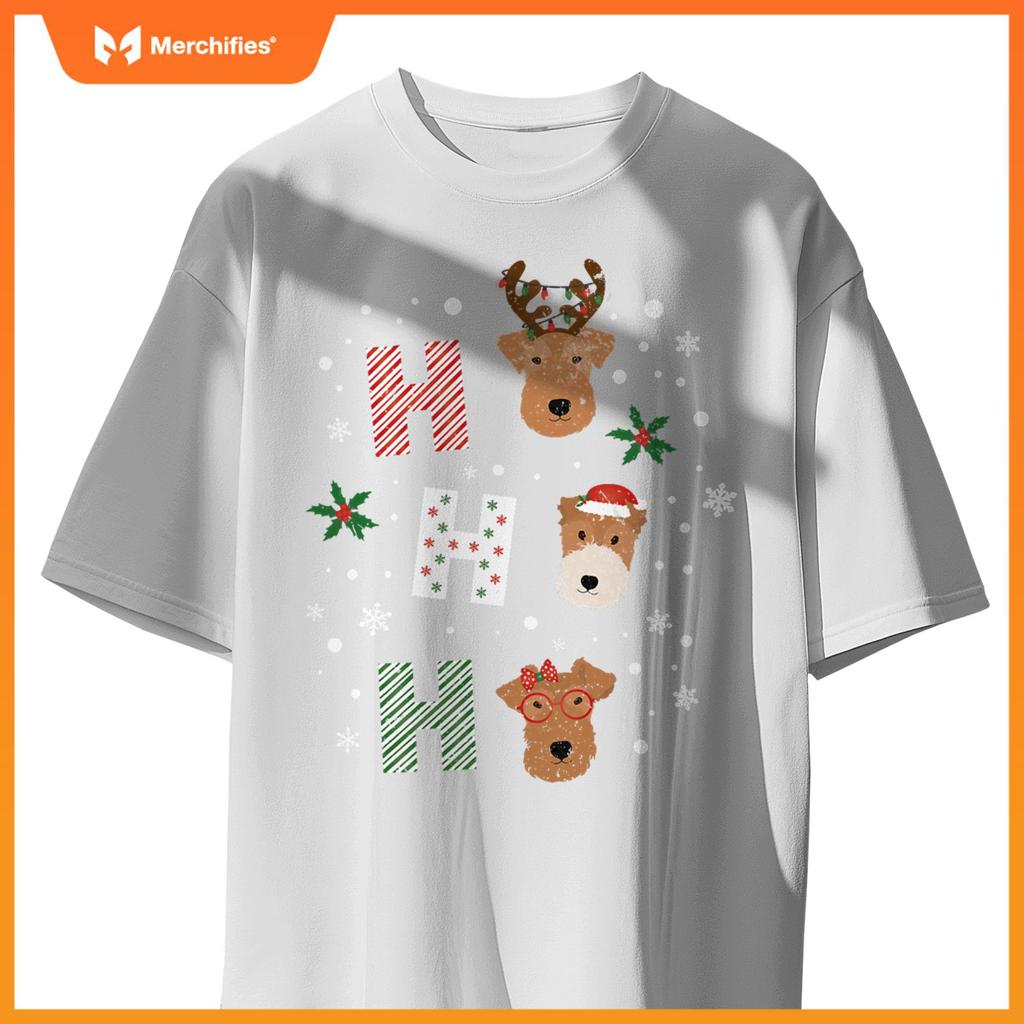 Ho Ho Ho Welsh Wire Fox Terrier Cute Dogs Merry Christmas T-Shirt