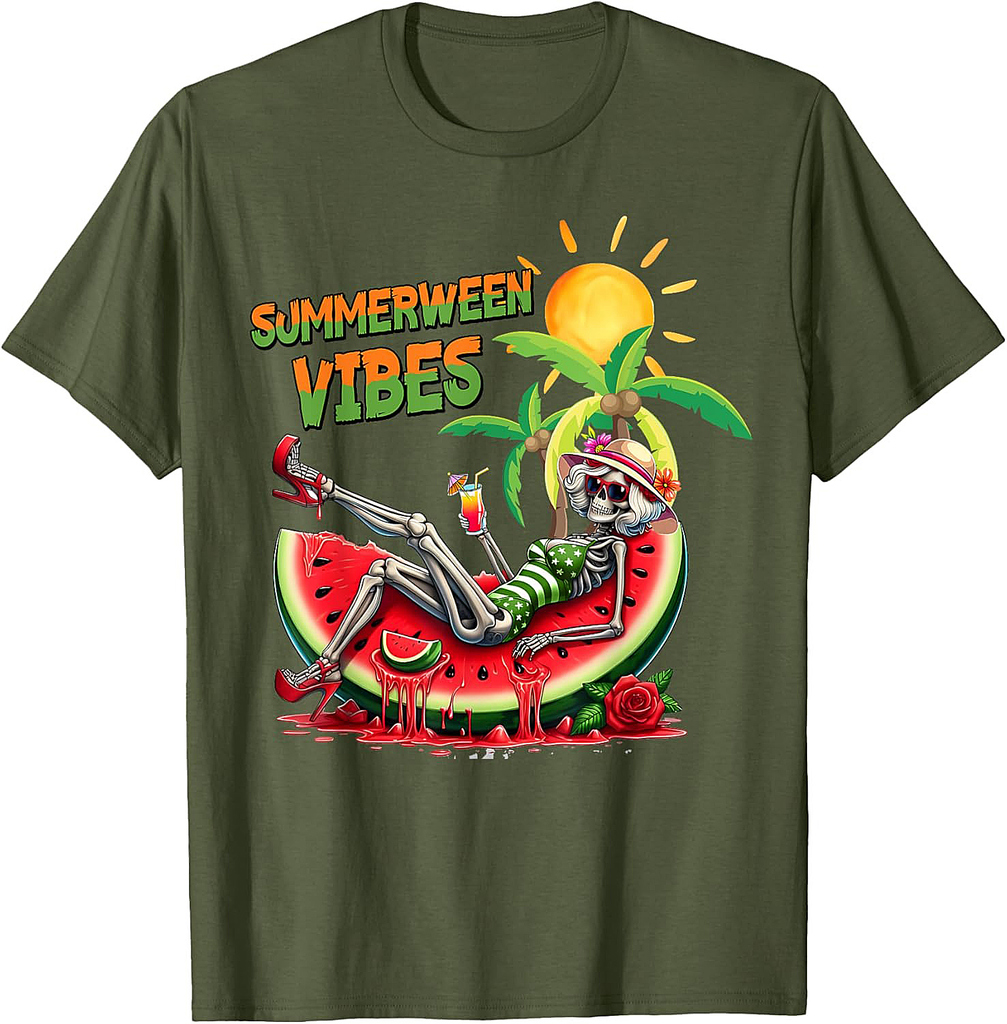 Horror Halloween Skeleton Summerween Vibes Men Women Kid T-Shirt