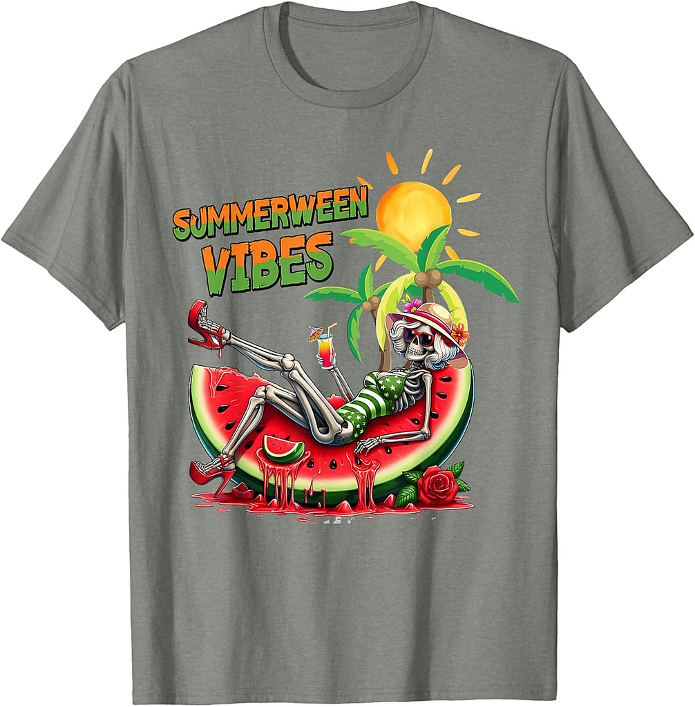 Horror Halloween Skeleton Summerween Vibes Men Women Kid T-Shirt