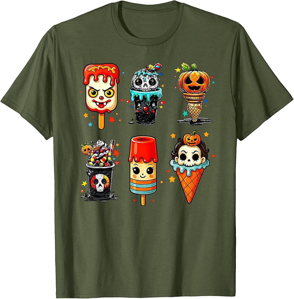 Horror Movie Summer Popsicle Halloween Ice Cream Summerween T-Shirt