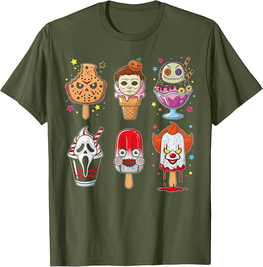 Horror Movies Summer Popsicle Halloween Ice Cream Summerween T-Shirt