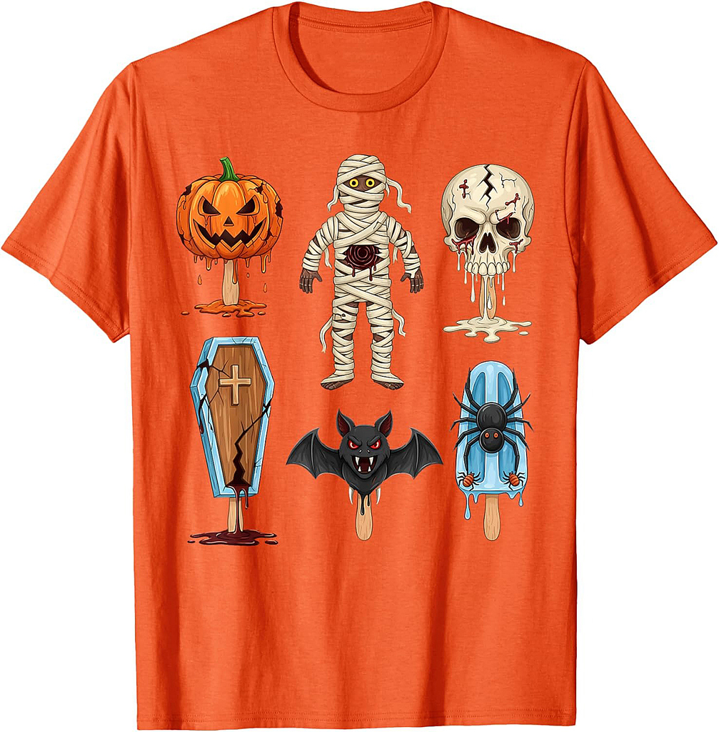 Horror Movies Summer Popsicle Halloween Ice Cream Summerween T-Shirt