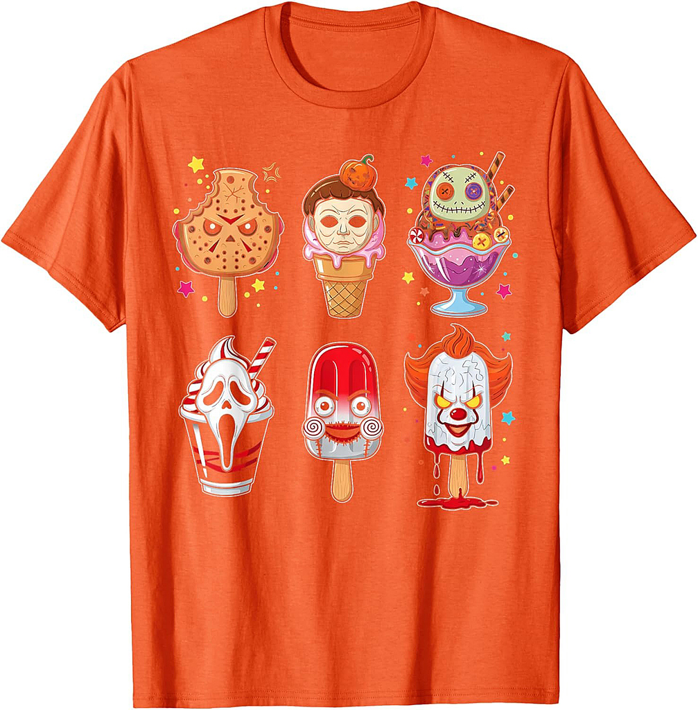 Horror Movies Summer Popsicle Halloween Ice Cream Summerween T-Shirt