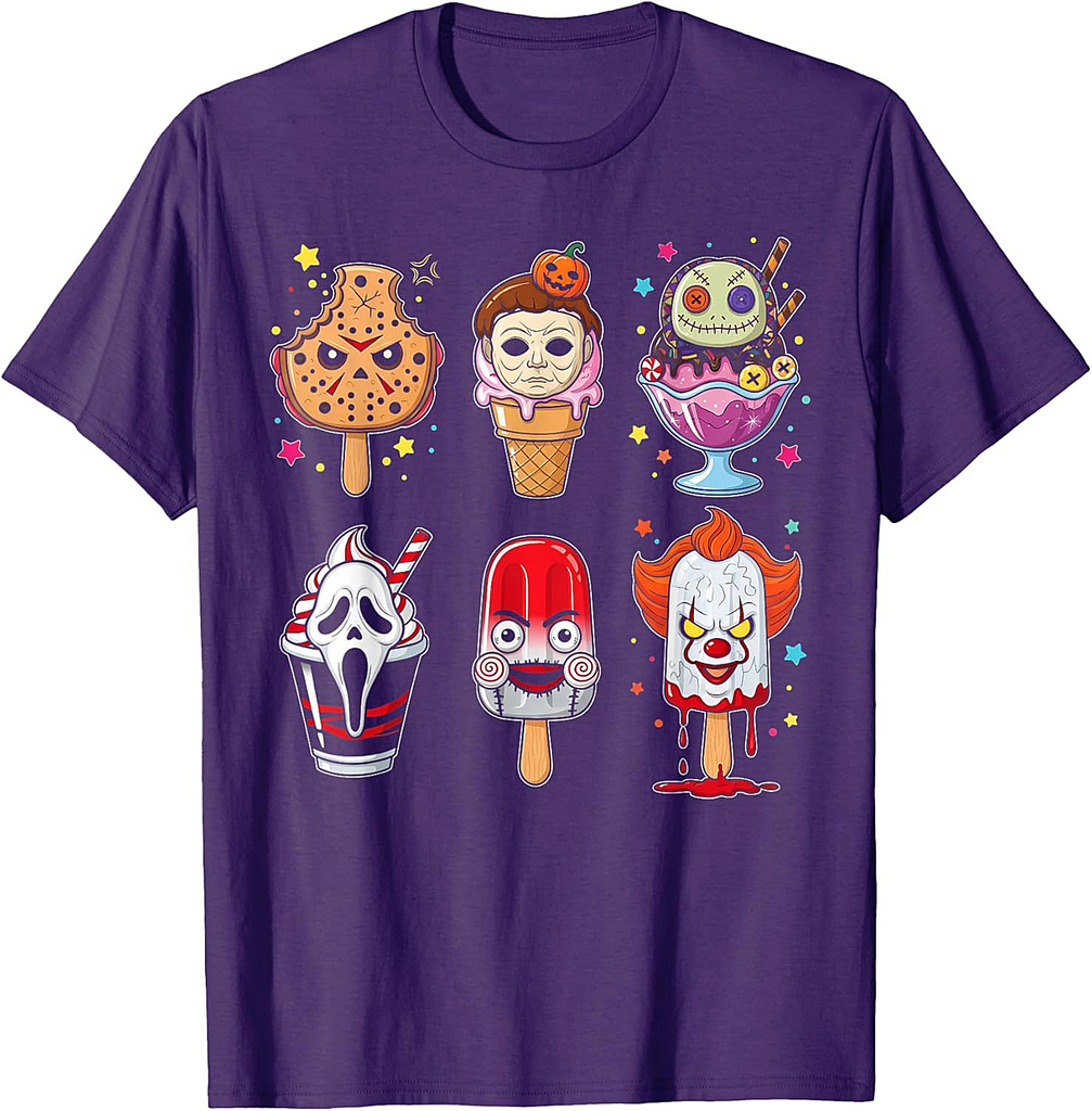 Horror Movies Summer Popsicle Halloween Ice Cream Summerween T-Shirt