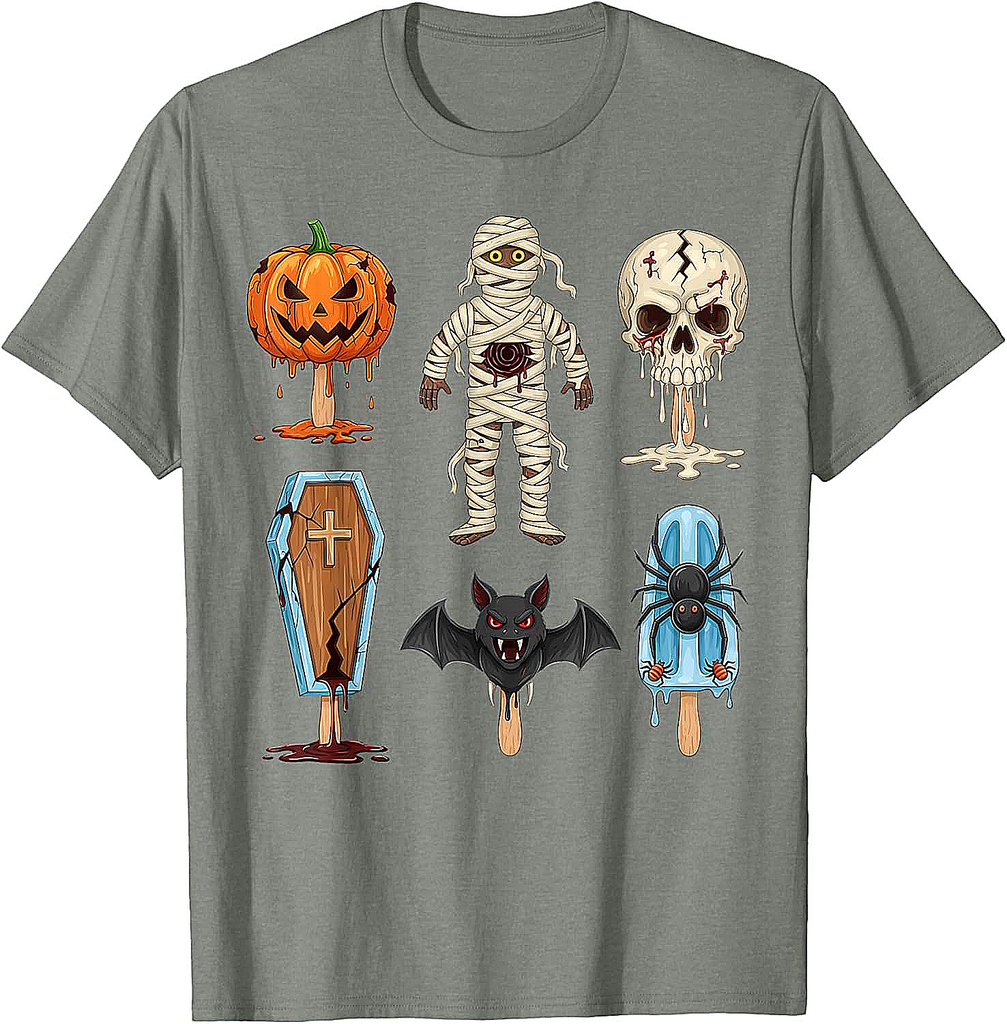 Horror Movies Summer Popsicle Halloween Ice Cream Summerween T-Shirt