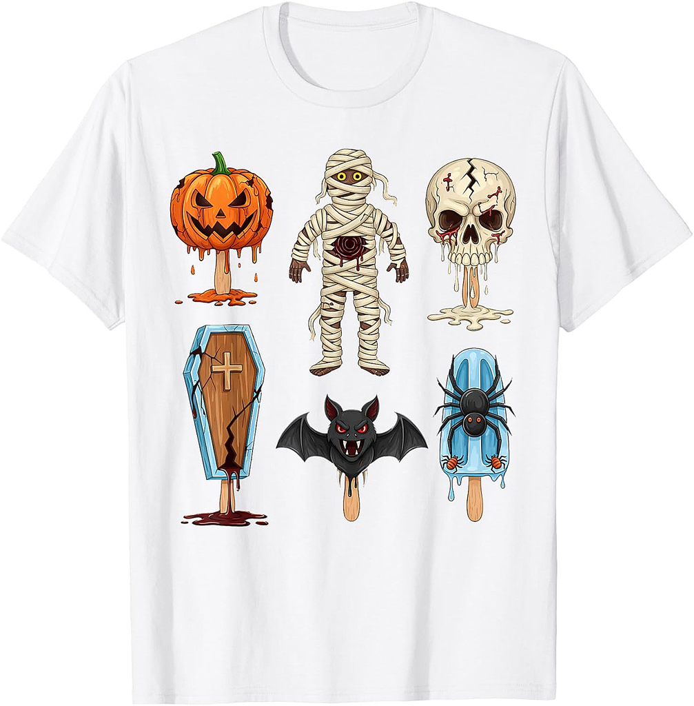 Horror Movies Summer Popsicle Halloween Ice Cream Summerween T-Shirt