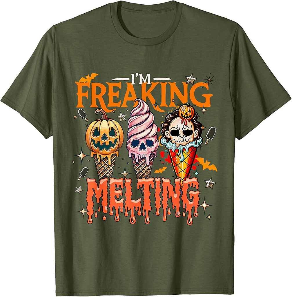 I'm Freaking Melting Ice Cream Halloween Horror Movie Summer T-Shirt