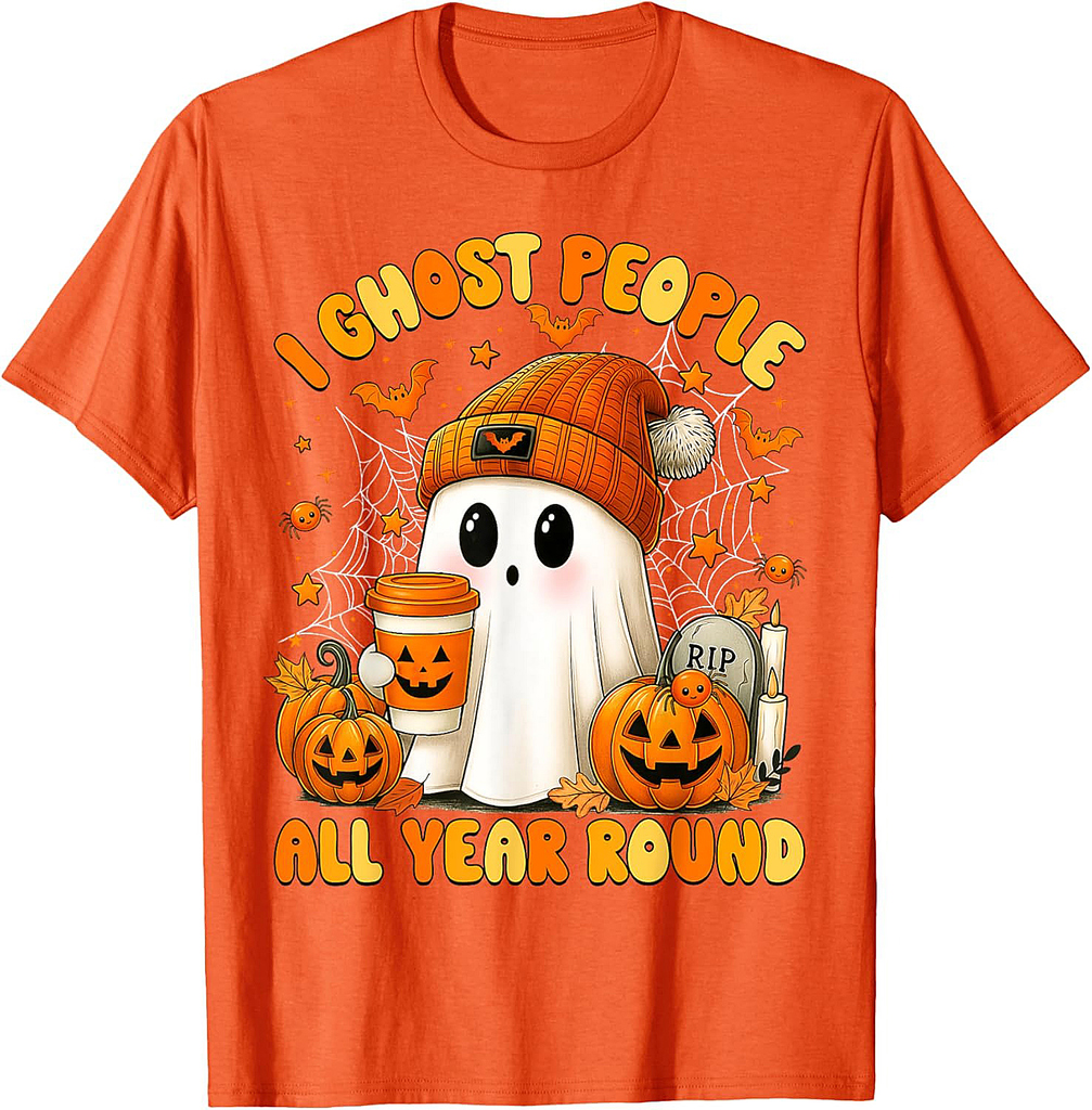 I Ghost People All Year Round Halloween Ghost Coffee Women T-Shirt