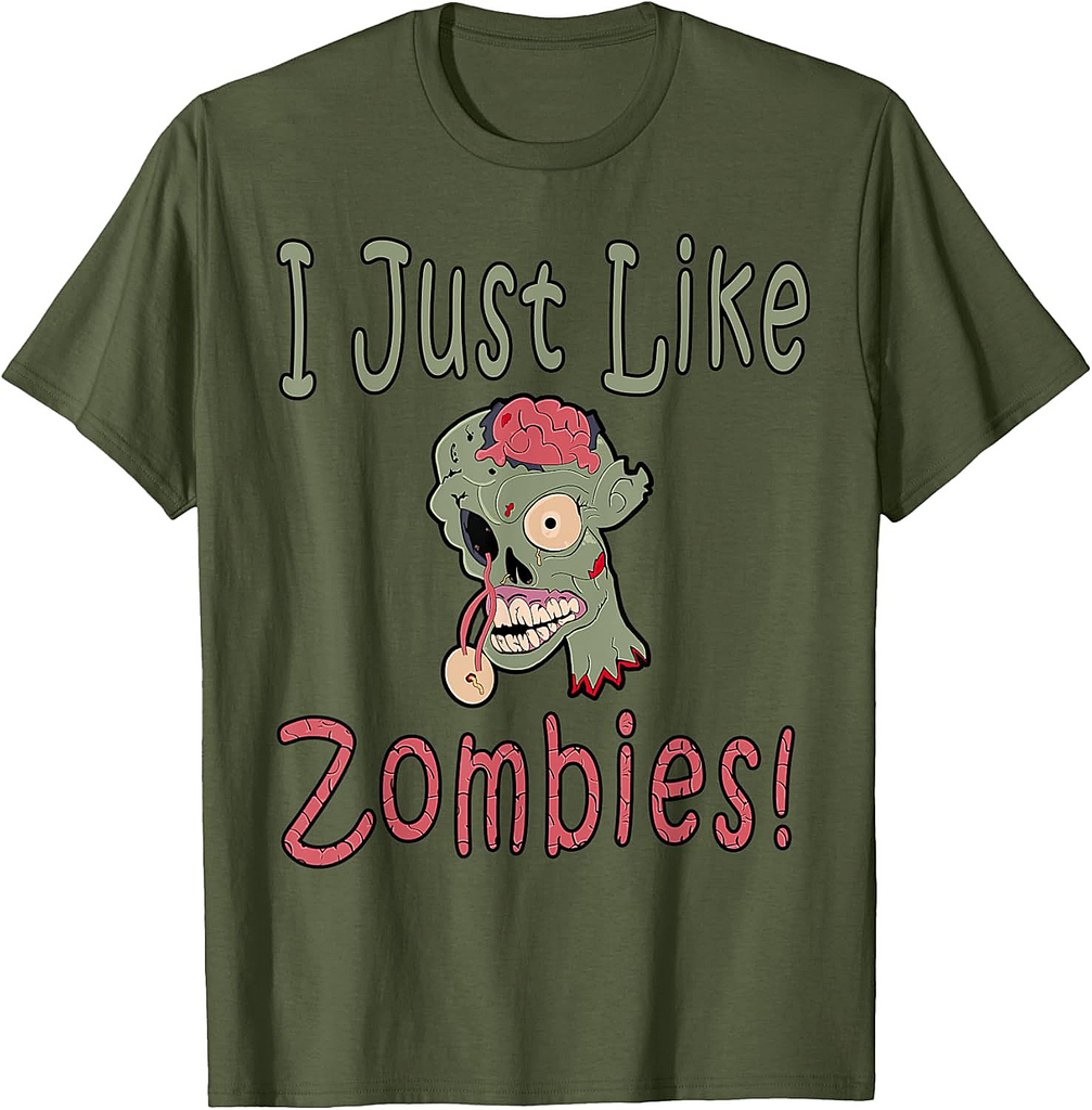 I Just Like Zombies Funny Zombie Halloween Costume T-Shirt